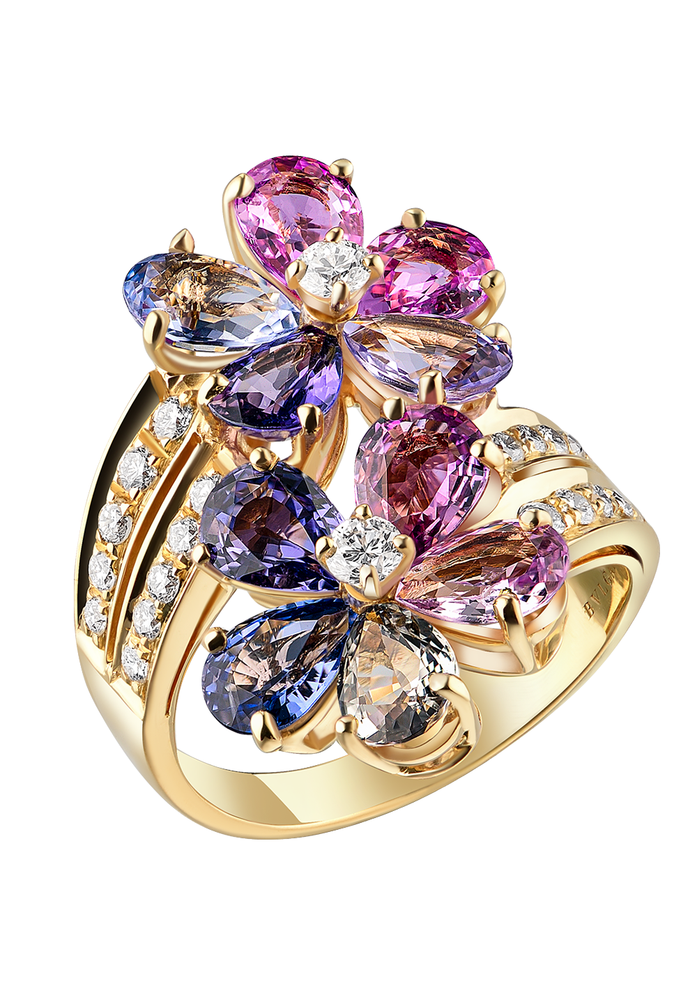 Кольцо Bvlgari Multicolor Sapphire Coctail Ring(2851) №4